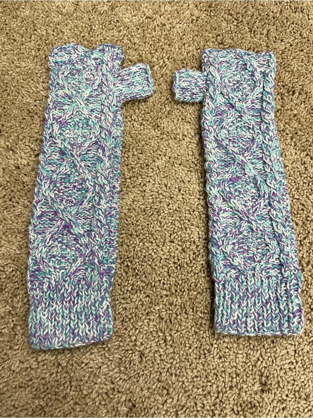 Urban Outfitters Mint, Lavender & White Knit Fingerless Arm Warmers - Picture 1 of 8